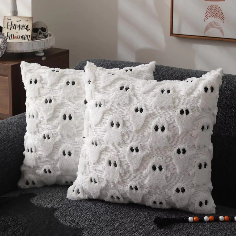 Faux Fleece Halloween Pumpkin Cushion Cover