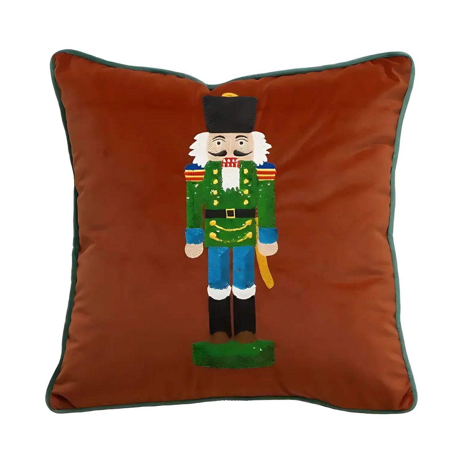 Festive Nutcracker Embroidered Christmas Cushion Cover