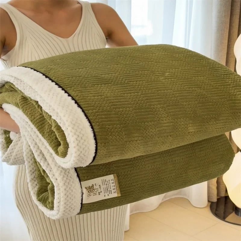 Fleece blanket – Soft jacquard design – Thickened winter warmth – Cozy multifunctional throw – 60 x 80 in