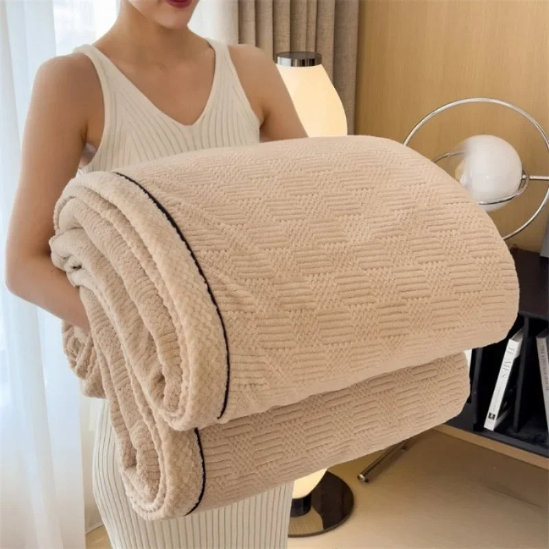 Fleece blanket – Soft jacquard design – Thickened winter warmth – Cozy multifunctional throw – 60 x 80 in