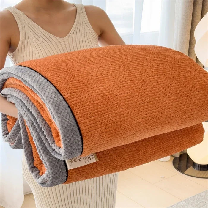 Fleece blanket – Soft jacquard design – Thickened winter warmth – Cozy multifunctional throw – 60 x 80 in