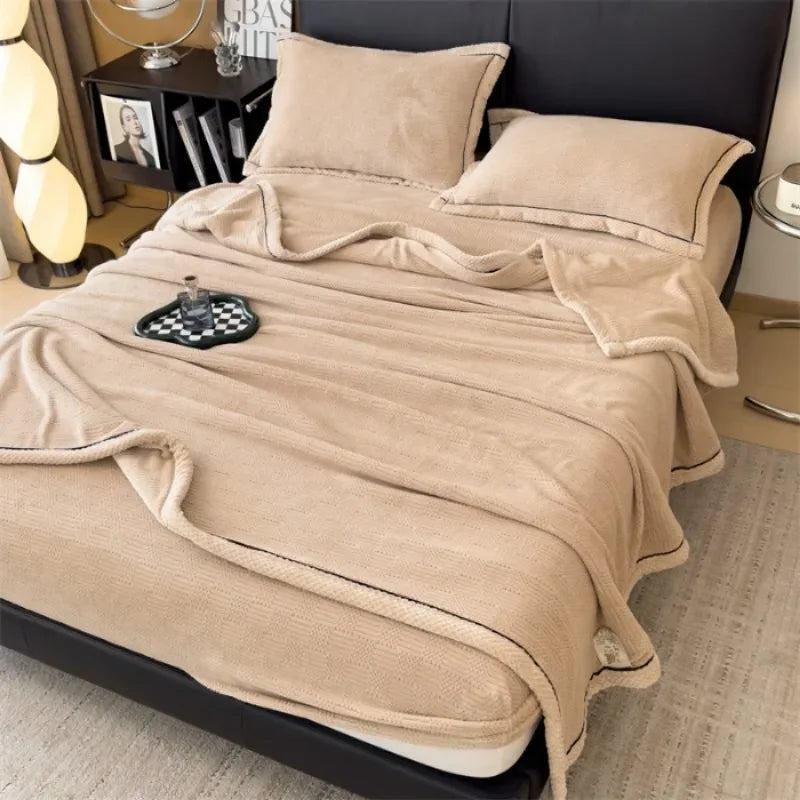 Fleece blanket – Soft jacquard design – Thickened winter warmth – Cozy multifunctional throw – 60 x 80 in
