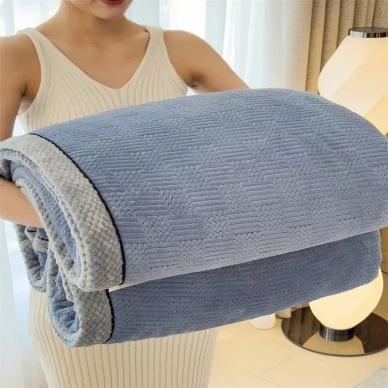 Fleece blanket – Soft jacquard design – Thickened winter warmth – Cozy multifunctional throw – 60 x 80 in