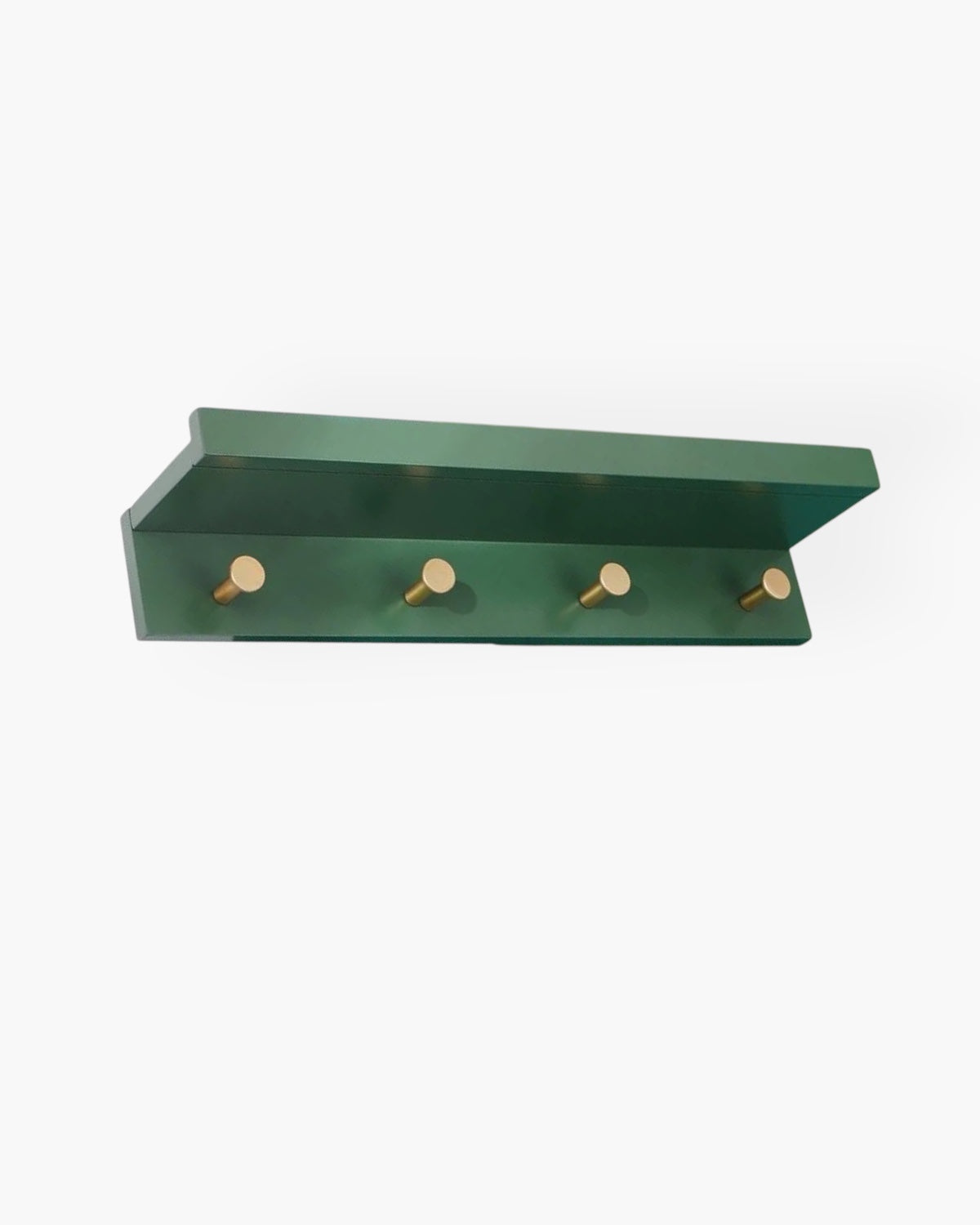 Floating shelf – Wood with brass accents – Natural finish – Modern wall decor solution