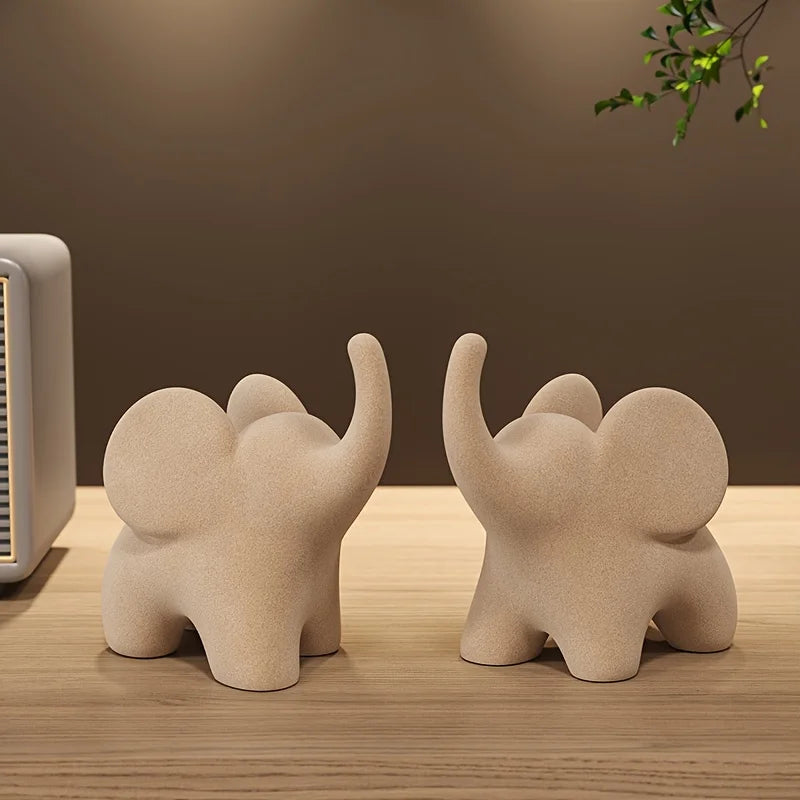 Flocked resin elephant figurine – Soft gray – Charming home decor – Ideal for living room or bedroom – 6 x 4 x 5 in