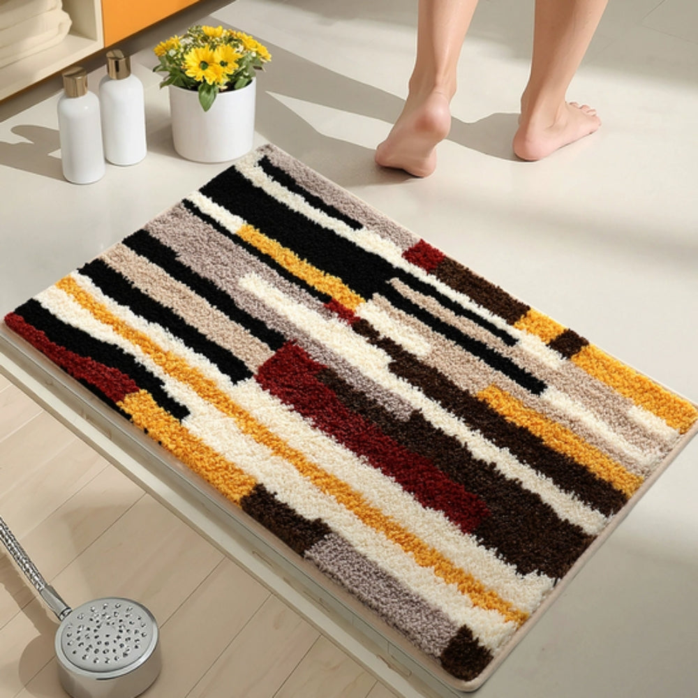 Flocking Stripes Absorbent Bath Mat