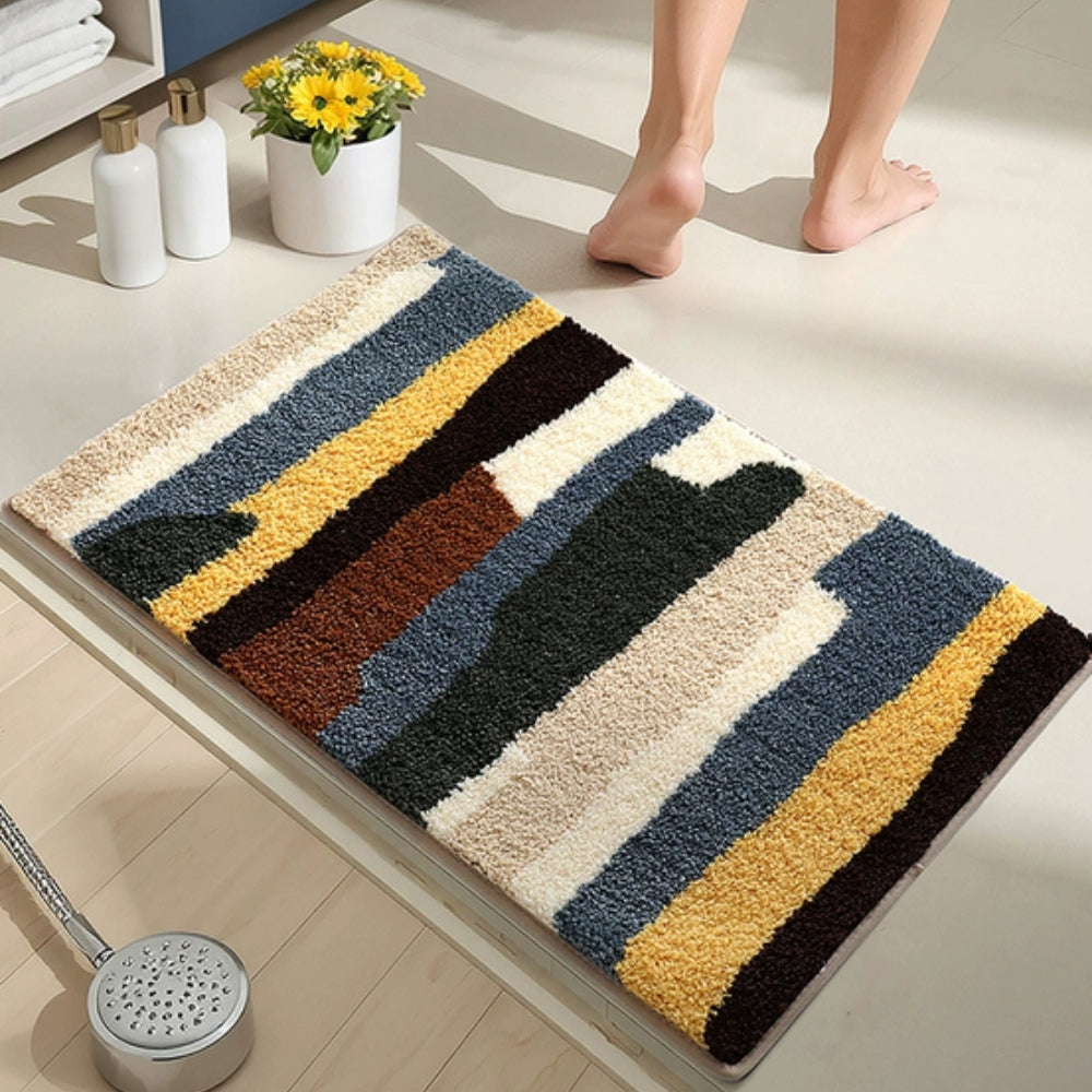 Flocking Stripes Absorbent Bath Mat