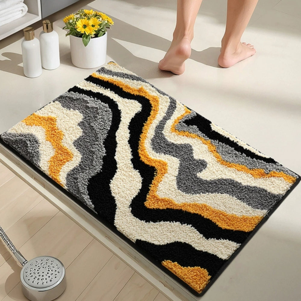 Flocking Stripes Absorbent Bath Mat