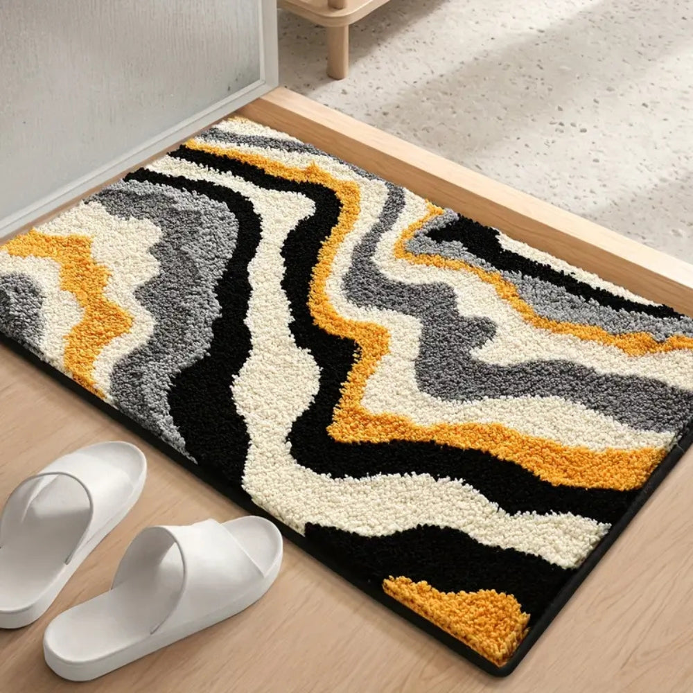 Flocking Stripes Absorbent Bath Mat