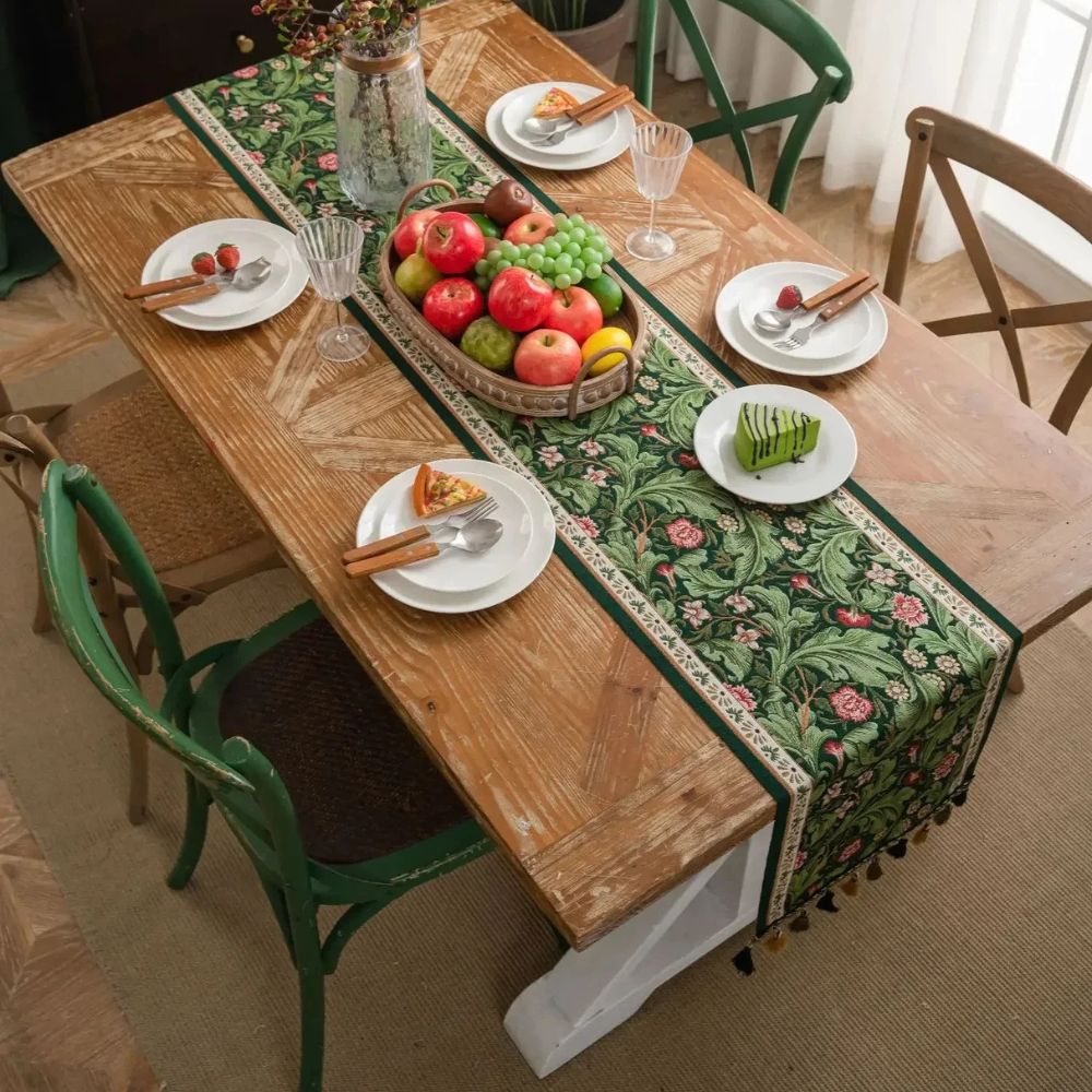 Flora Vine Embroidered Table Runner