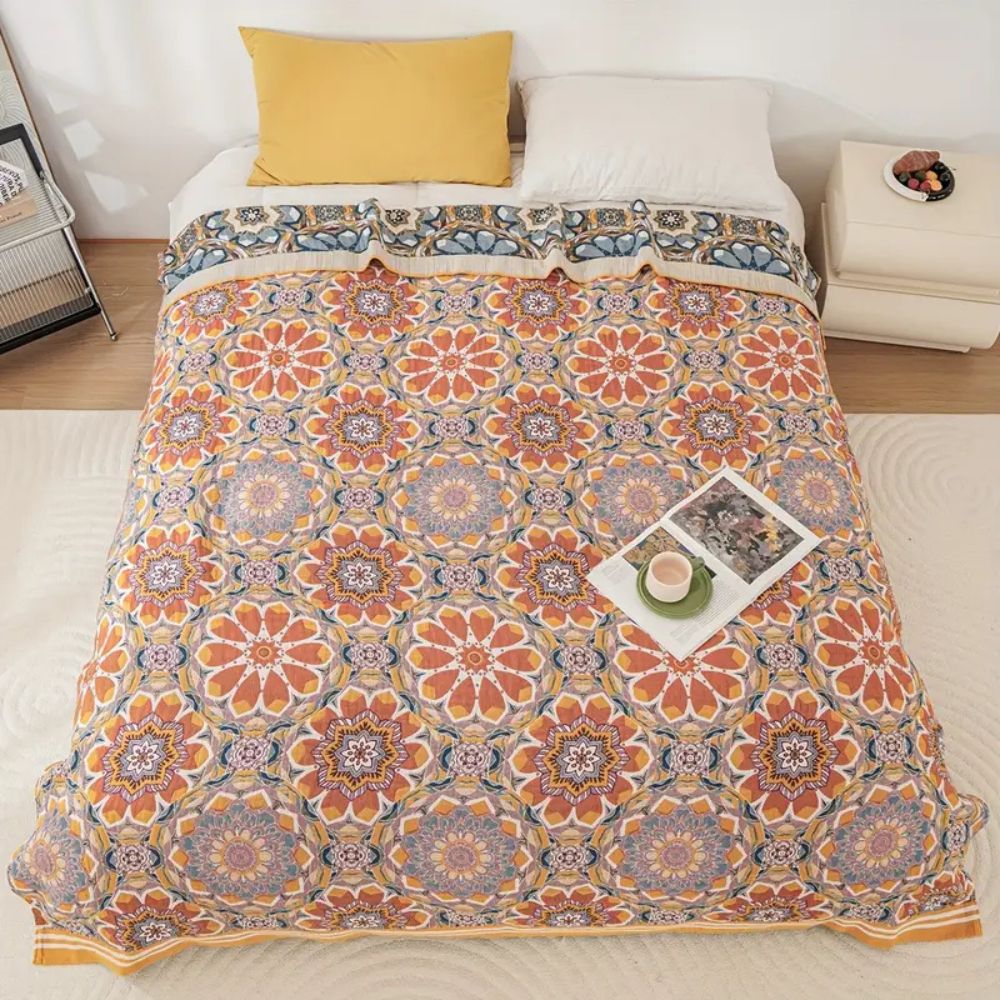 Boho Flora Tone Cotton Blanket