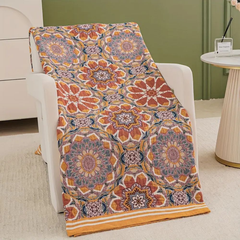Boho Flora Tone Cotton Blanket