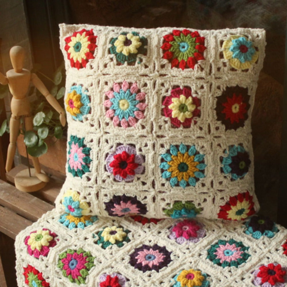 Floral Crochet Cushion Cover