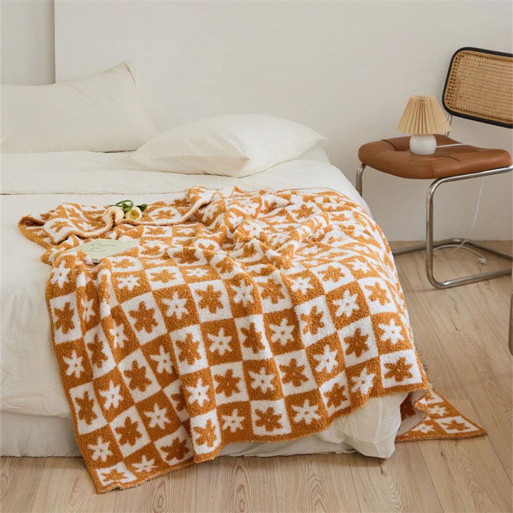 Floriva Checkerboard Daisy Throw Blanket