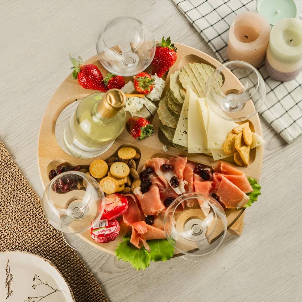 Folding Picnic Table with Wine Glass Notches - Compact Outdoor Dining Table for Picnics and Camping