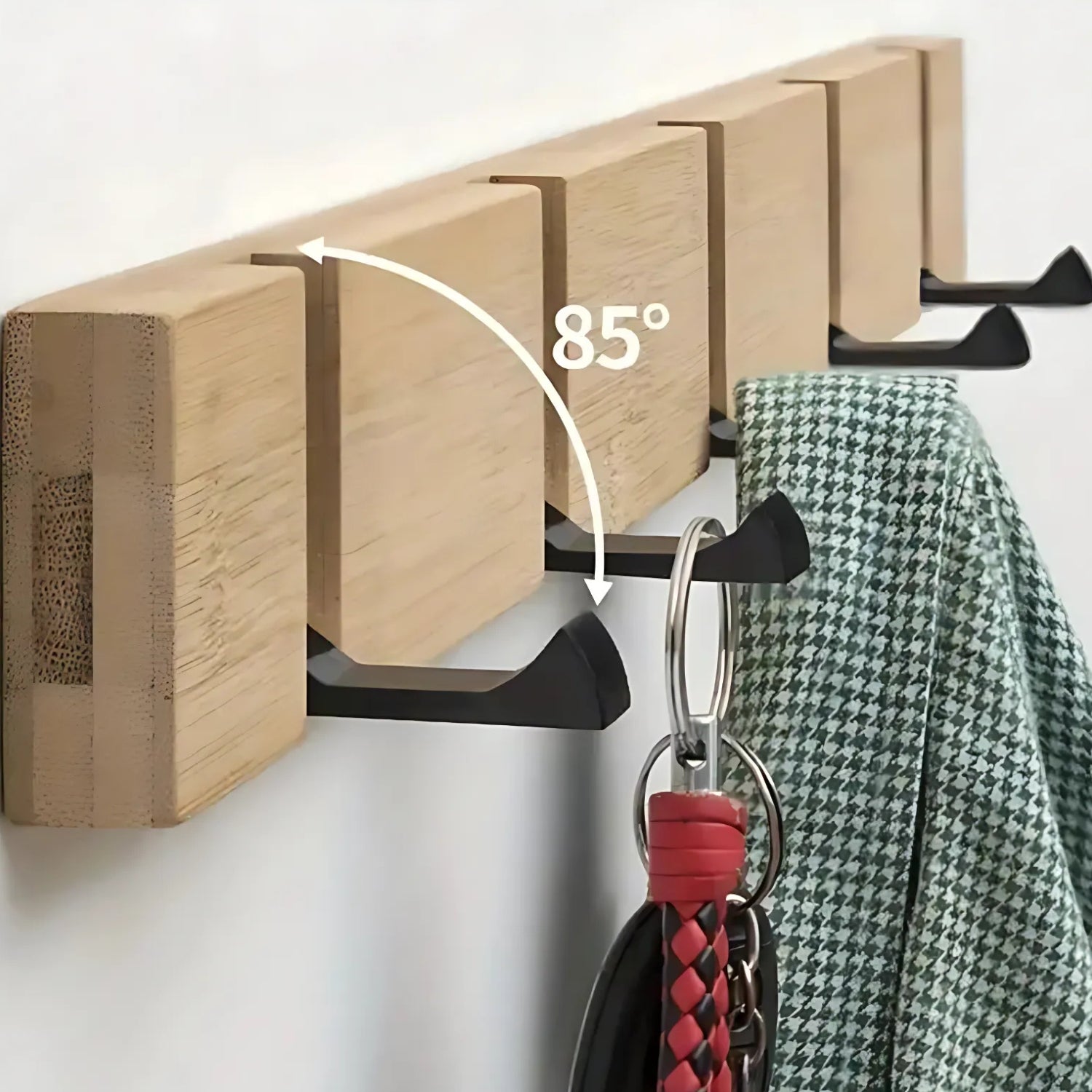 Functional Flip Wooden Wall Hook Rack