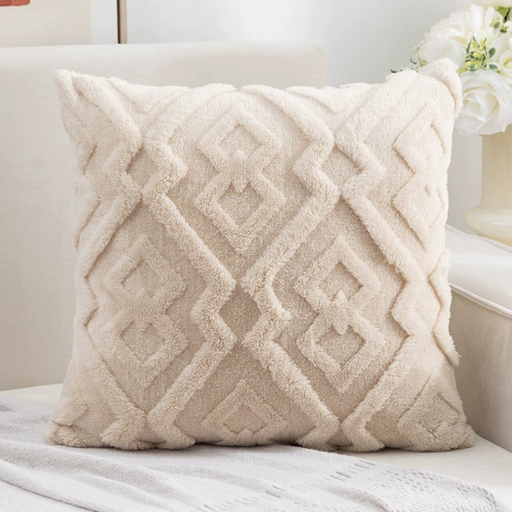 Fuzzy Diamond Pattern Cushion Cover