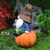 Garden statue – Resin gnome – Cute pumpkin design – Fall outdoor decoration