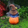 Garden statue – Resin gnome – Cute pumpkin design – Fall outdoor decoration
