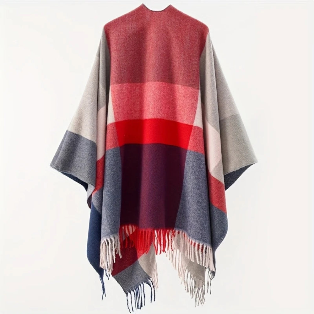 Geometric Fringe Windproof Cardigan Poncho