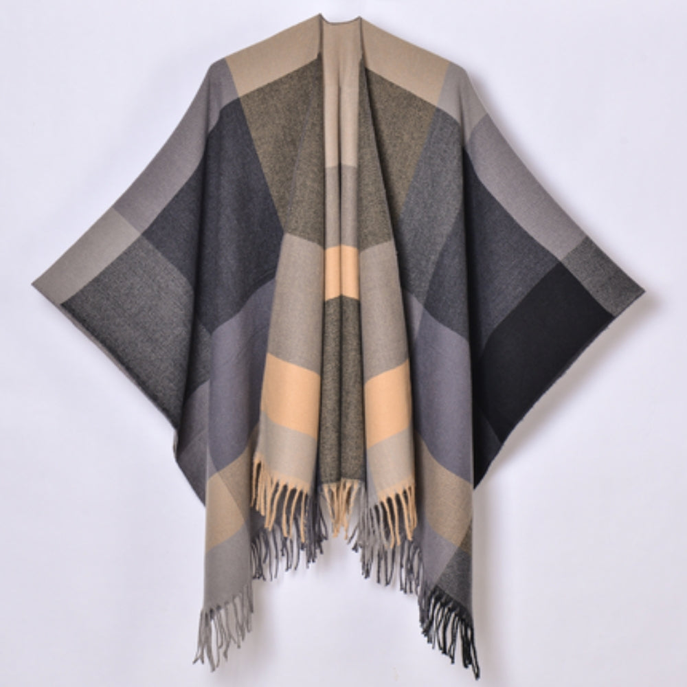 Geometric Fringe Windproof Cardigan Poncho