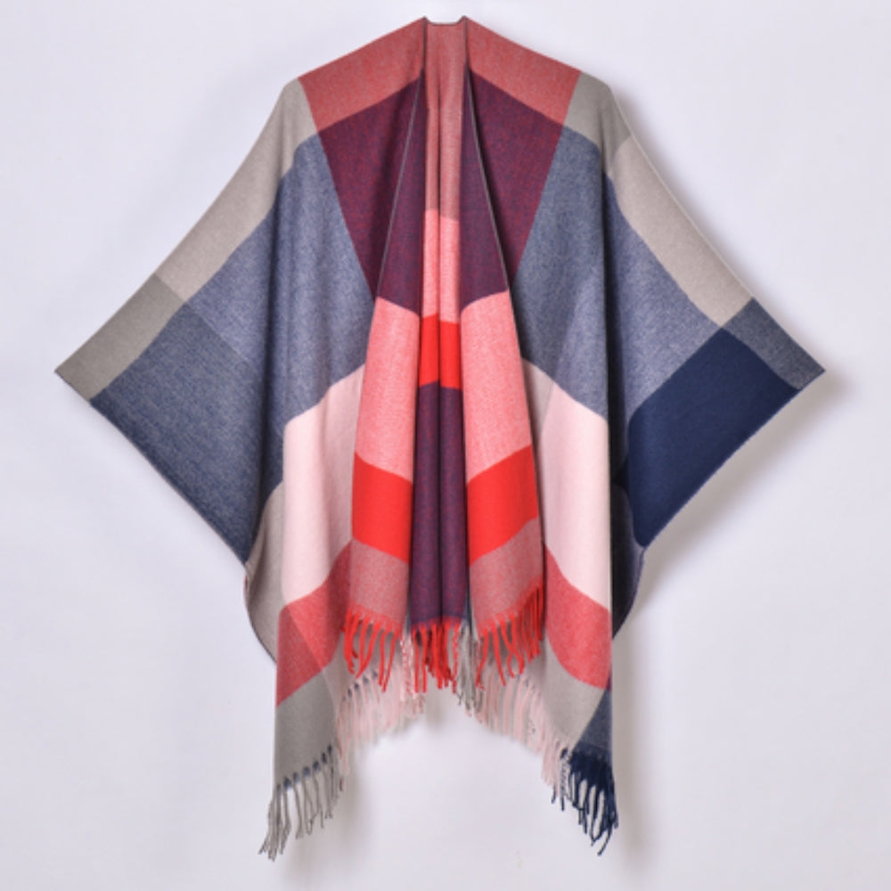 Geometric Fringe Windproof Cardigan Poncho