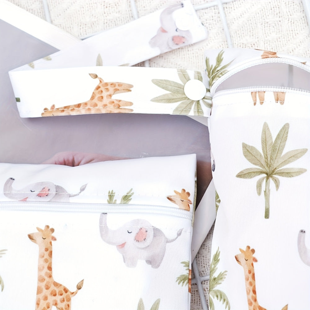 Baby Zoo Safari Print Reusable Wet Dry Bag | 3pcs Set