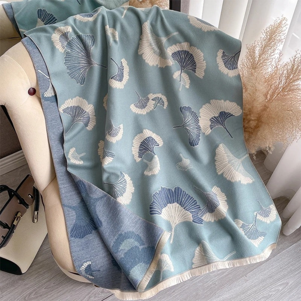 Ginkgo Charm Reversible Blanket Scarf Wrap