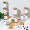 Glass spice jars – 12-piece set – Airtight bamboo lids – Minimalist design for kitchen organization