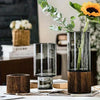 Glass vase – Elegant design with wooden base – Nordic style – Perfect for living room and tabletop decor