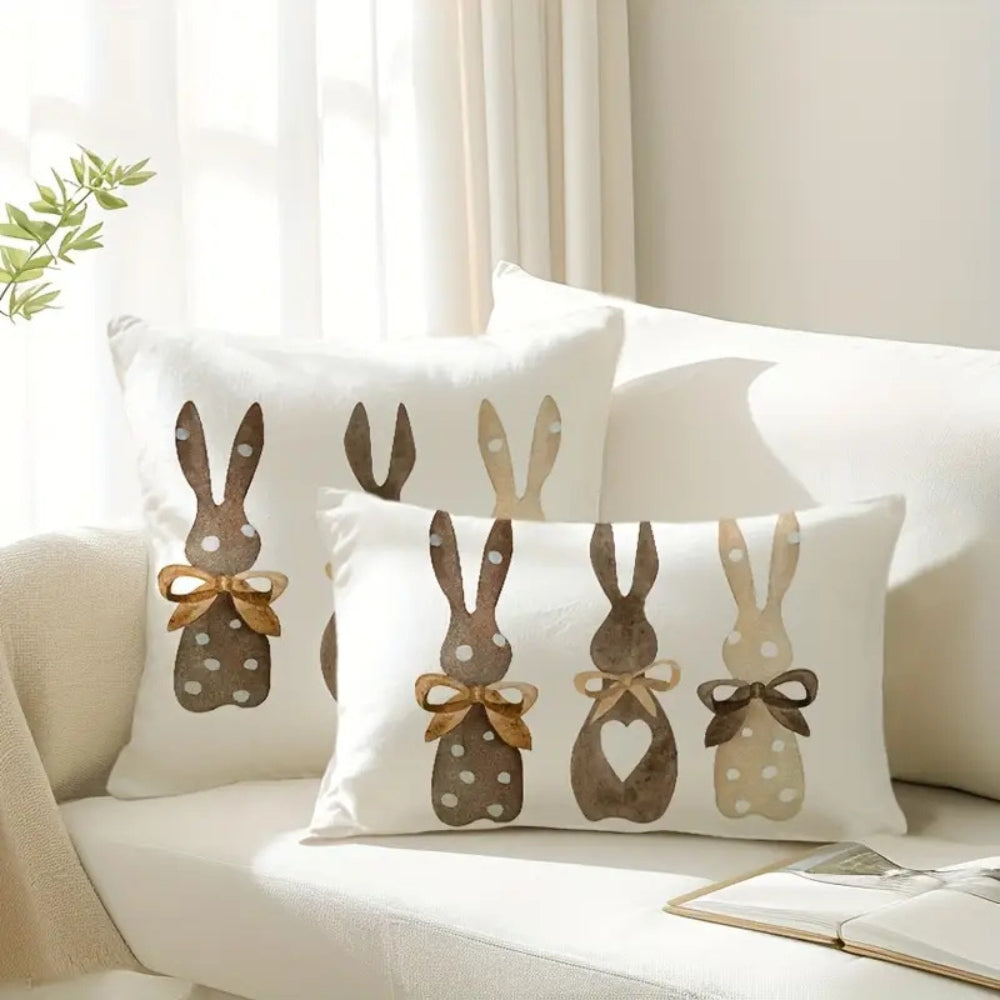 Hemp Three Bunny Cushion Cover