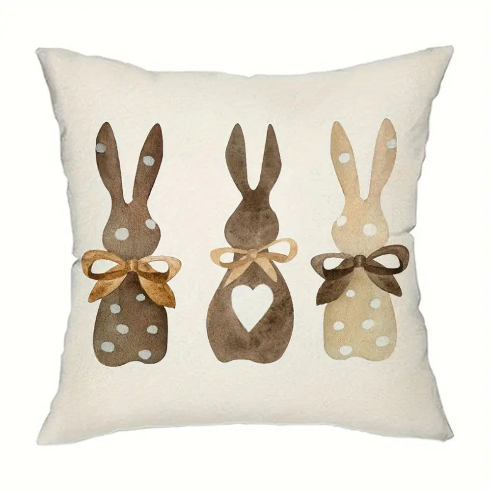 Hemp Three Bunny Cushion Cover