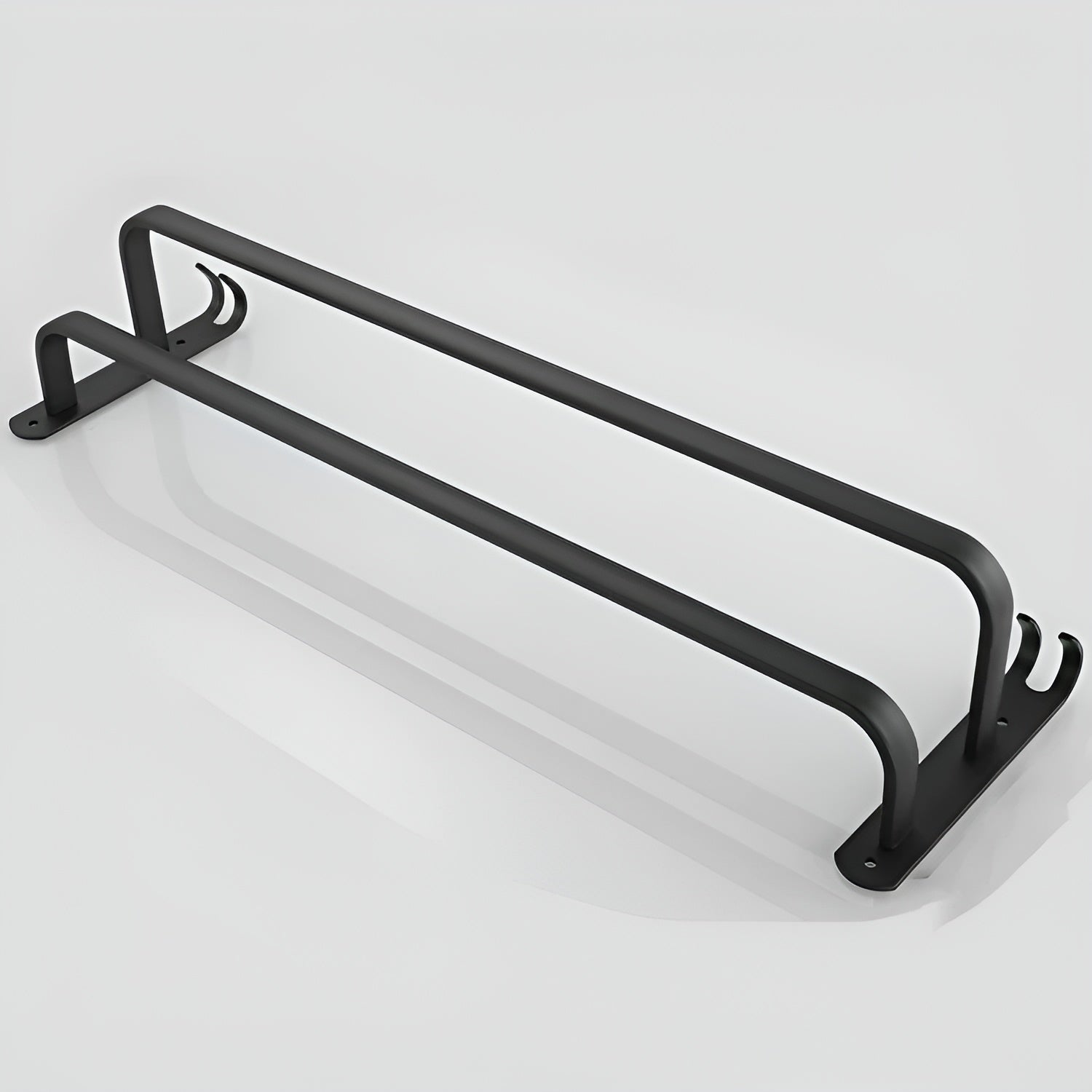 Wall-mounted black metal towel rack with multi-bar design, space-saving bathroom organizer for towels and linens