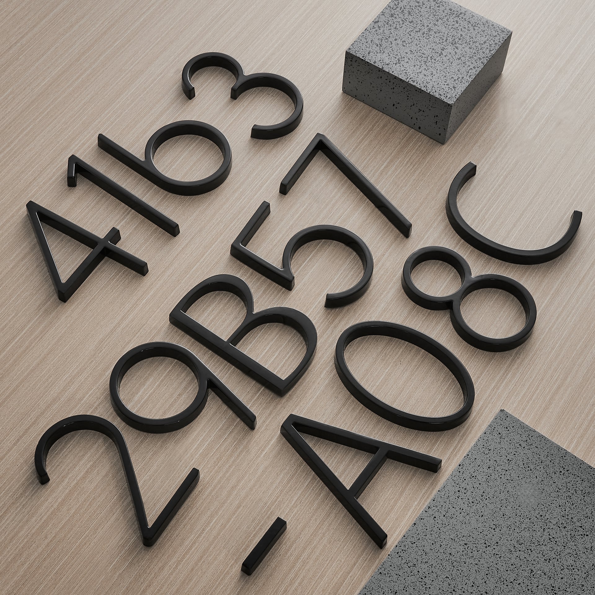 House numbers – Modern black zinc alloy – Floating style – Weather-resistant address signs for enhanced visibility