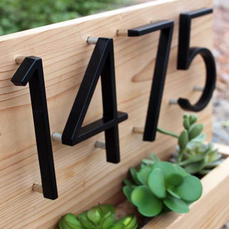 House numbers – Modern black zinc alloy – Floating style – Weather-resistant address signs for enhanced visibility