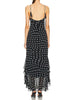 Black And Cream Polka Dot Ruffle Maxi Dress