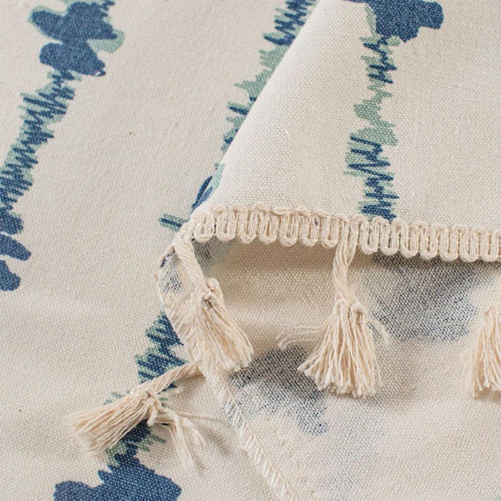 Inkblot Blue Tassel Cabinet Curtain