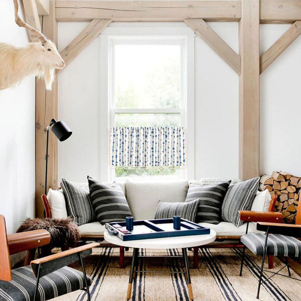 Inkblot Blue Tassel Cabinet Curtain