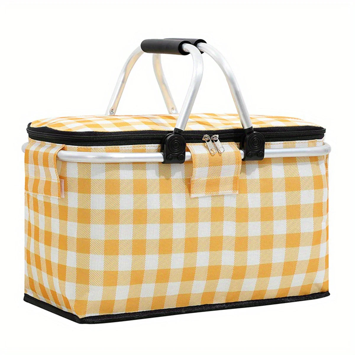 Insulated Picnic Basket Cooler - Foldable Handheld Design, Spacious 15.7x9.1x7.9 Inches for Outdoor Use