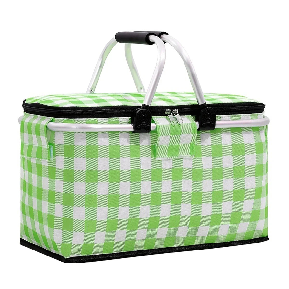 Insulated Picnic Basket Cooler - Foldable Handheld Design, Spacious 15.7x9.1x7.9 Inches for Outdoor Use