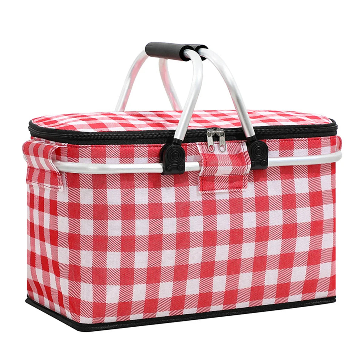 Insulated Picnic Basket Cooler - Foldable Handheld Design, Spacious 15.7x9.1x7.9 Inches for Outdoor Use