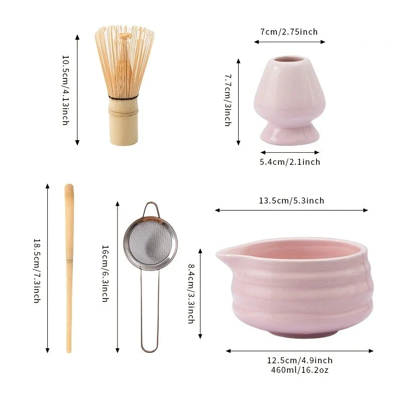Japanese Ceramic Matcha Set with Bowl, Whisk, and Accessories - Complete Matcha Tea Starter Kit