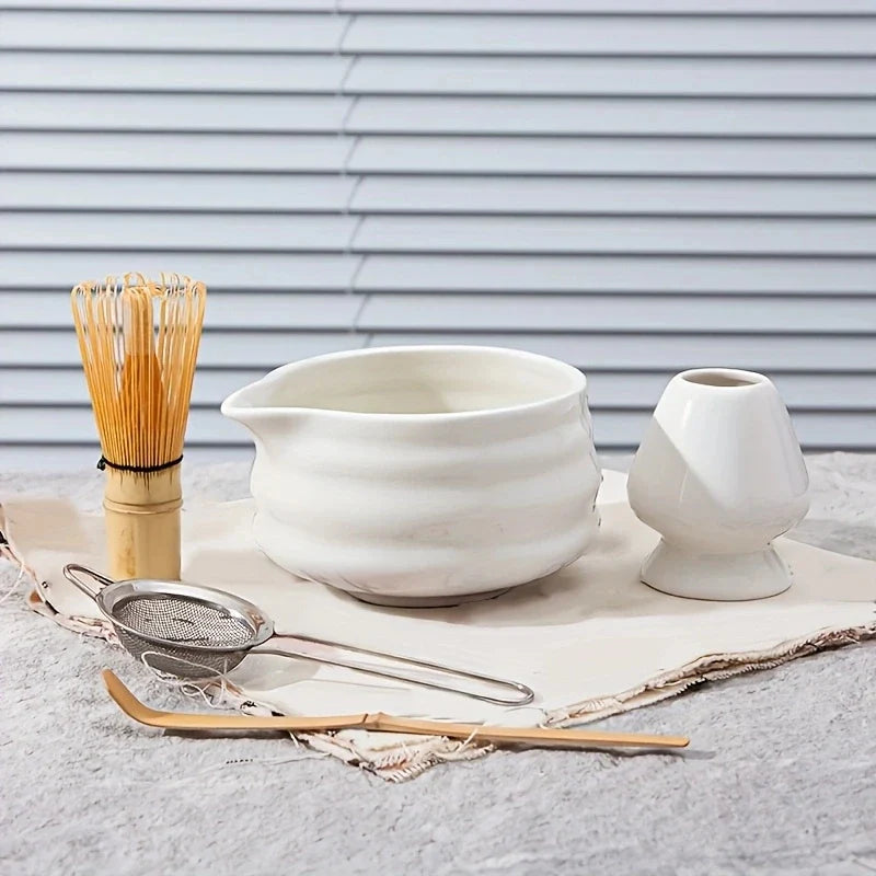 Japanese Ceramic Matcha Set with Bowl, Whisk, and Accessories - Complete Matcha Tea Starter Kit