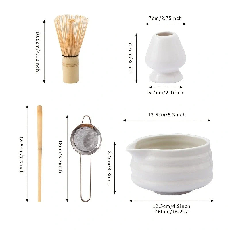 Japanese Ceramic Matcha Set with Bowl, Whisk, and Accessories - Complete Matcha Tea Starter Kit