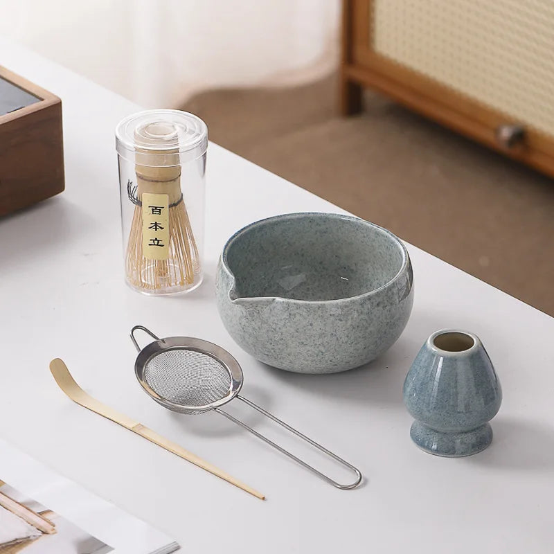 Japanese Matcha Set - Ceramic Bowl, Bamboo Whisk, and Tea Scoop for Authentic Matcha Experience