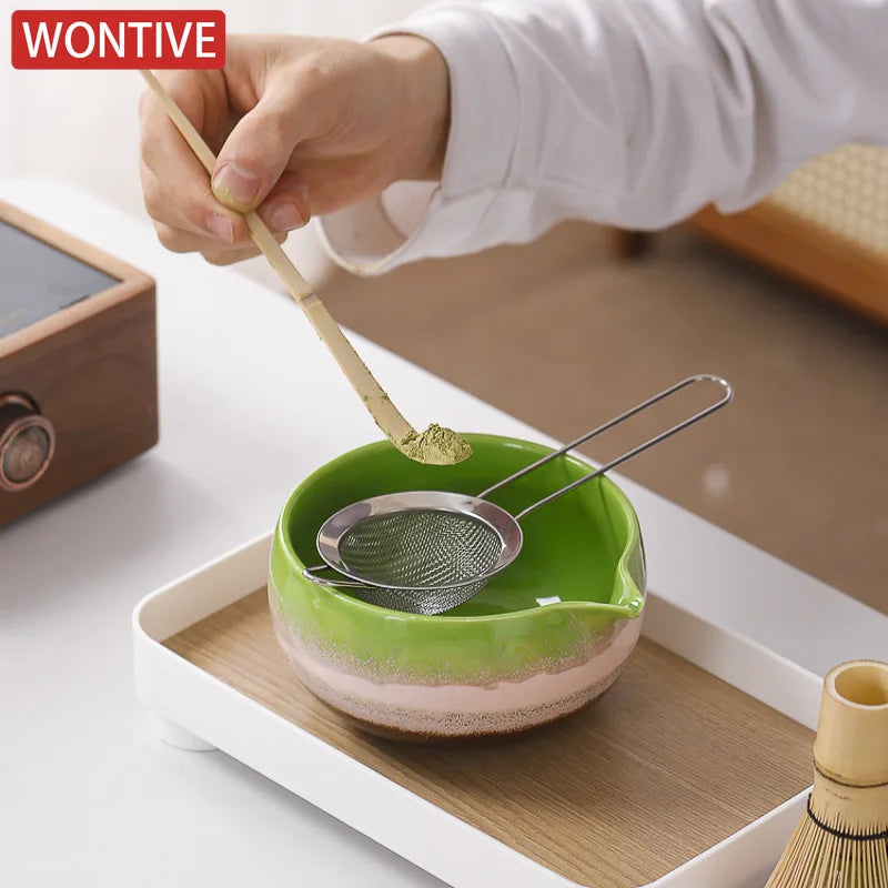 Japanese Matcha Set - Ceramic Bowl, Bamboo Whisk, and Tea Scoop for Authentic Matcha Experience