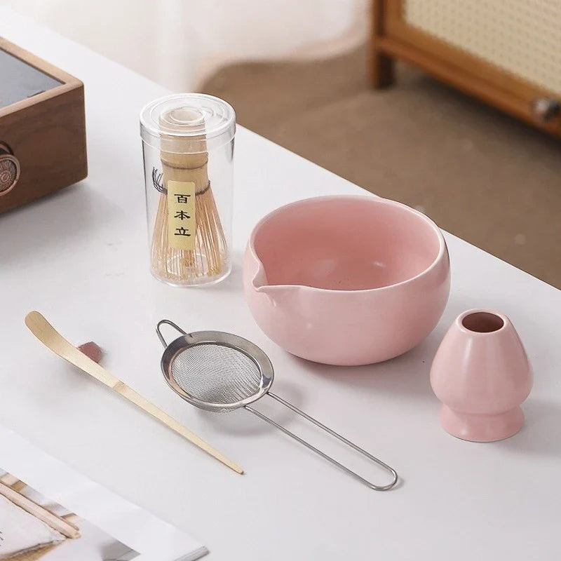 Japanese Matcha Set - Ceramic Bowl, Bamboo Whisk, and Tea Scoop for Authentic Matcha Experience