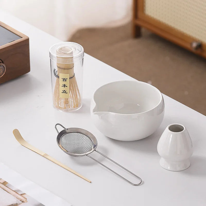 Japanese Matcha Set - Ceramic Bowl, Bamboo Whisk, and Tea Scoop for Authentic Matcha Experience