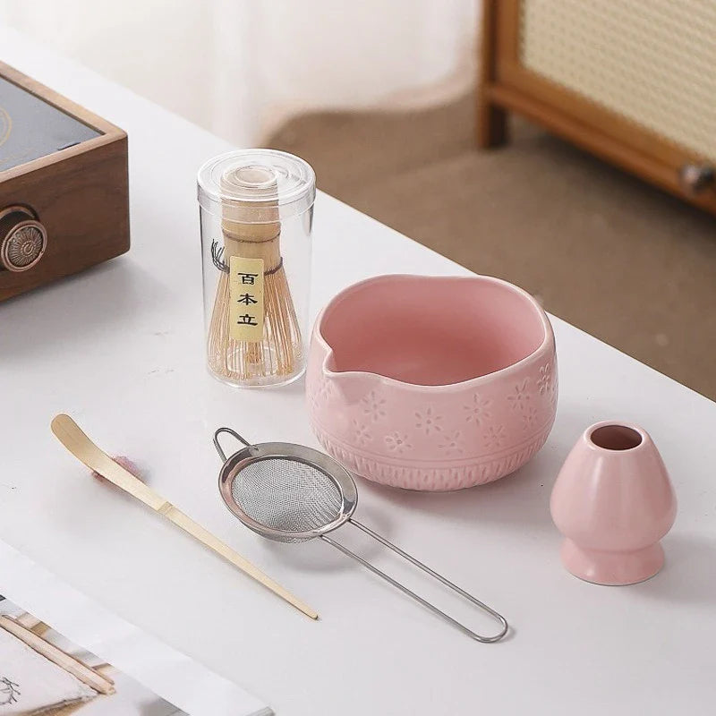 Japanese Matcha Set - Ceramic Bowl, Bamboo Whisk, and Tea Scoop for Authentic Matcha Experience