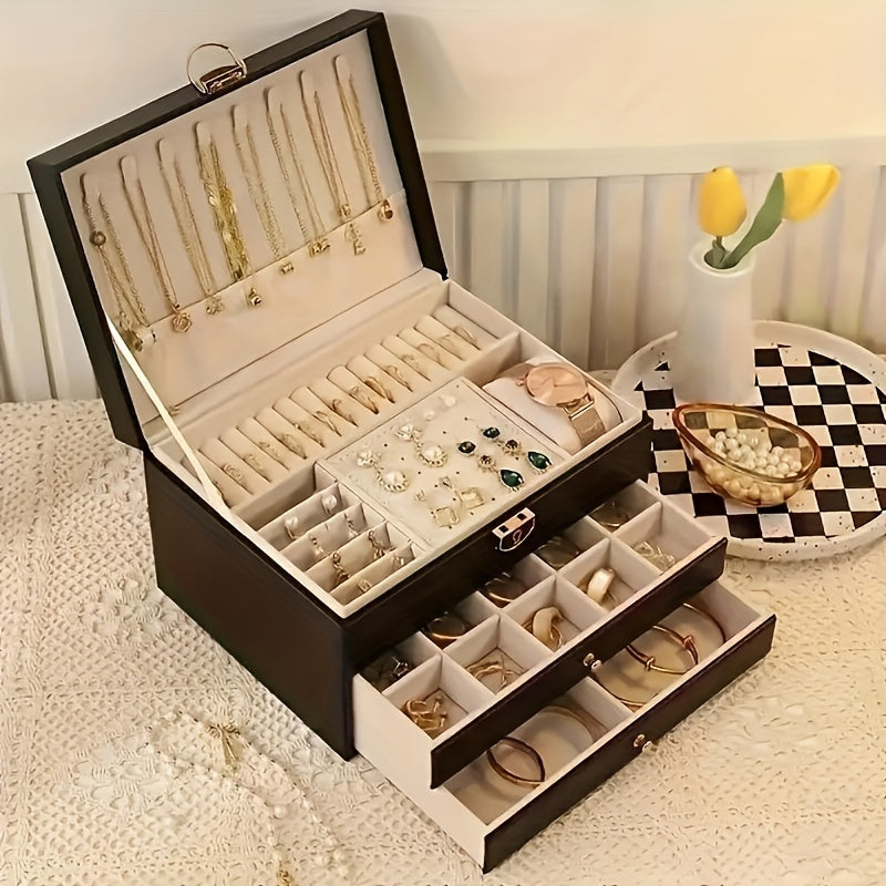 Jewelry Box for Women – PU Leather – Elegant Multi-Compartment Travel Jewelry Organizer – Lightweight and Stylish